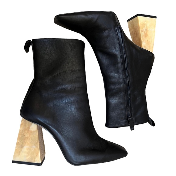 Top shop Hobbs Black Leather Ankle Boots Size 40/ 9.5 - Picture 1 of 11